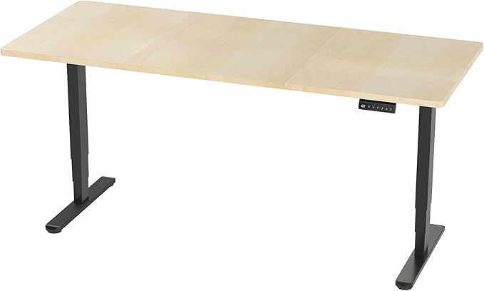 VIVO Electric 71 x 30 in Dual Motor Sit Stand Desk, Memory Height Adjustment, 2B Series, Light Wood Top Black Frame, DESK-KIT-2B7C