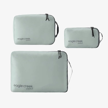 Eagle Creek Pack-It Isolate Cube Set - Packing Cubes for Stackable Storage - Convenient Top Handle - Easy Grab Zipper Pull - Storm Grey - XS/S/M - 3