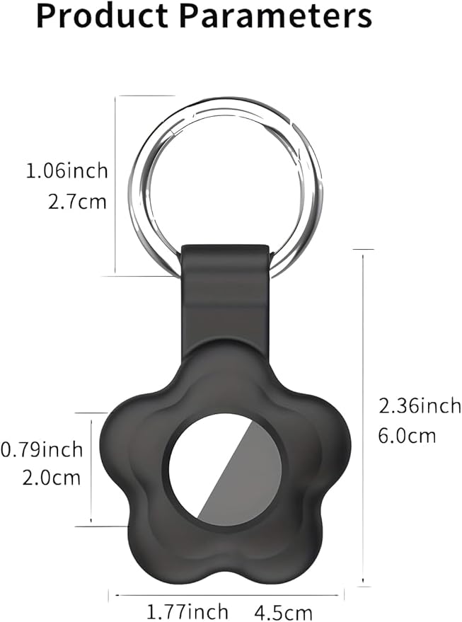 MC Fashion 3 Pack AirTag Holder for AirTag, Cute Flower Soft Silicone Protective Keychain Cover for Kids, Pets, Backpacks (Black+White+Pink)