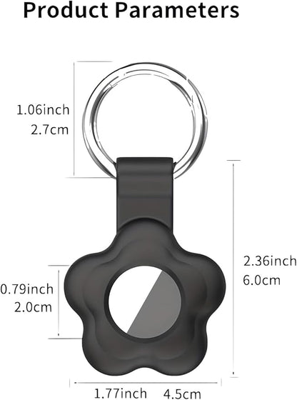 MC Fashion 3 Pack AirTag Holder for AirTag, Cute Flower Soft Silicone Protective Keychain Cover for Kids, Pets, Backpacks (Gray+Blue+Purple)