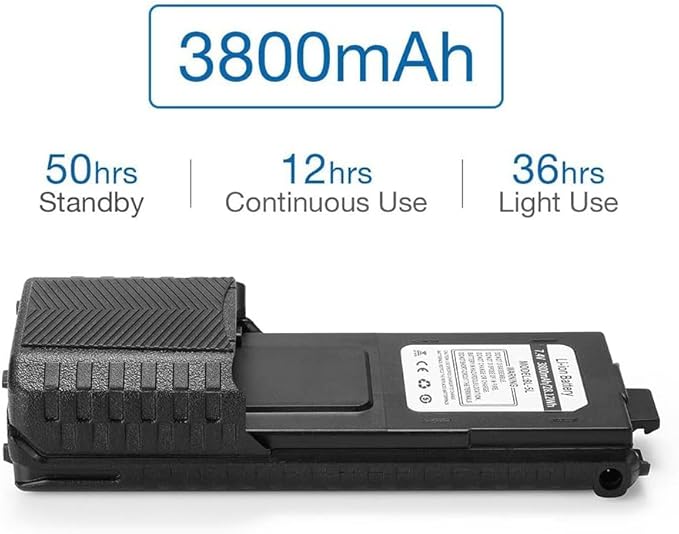 Baofeng UV-5R Dual Band Two Way Radio Handheld Ham Radio Long Range Walkie Talkies Pack of 6 for Hiking Camping Hunting Skiing Trip(Black) with 3800mAh Battery