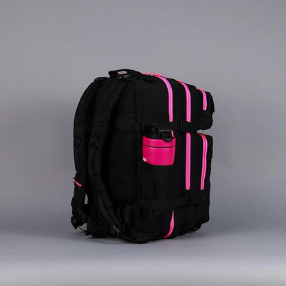 WOLFpak 45L Athletic Gym Backpack - Durable 1000D Waterproof Oxford Material with MOLLE Webbing, Laptop Pocket & Dual Cup Holders, Durable Fitness/Travel/Military Daypack (Neon Pink)