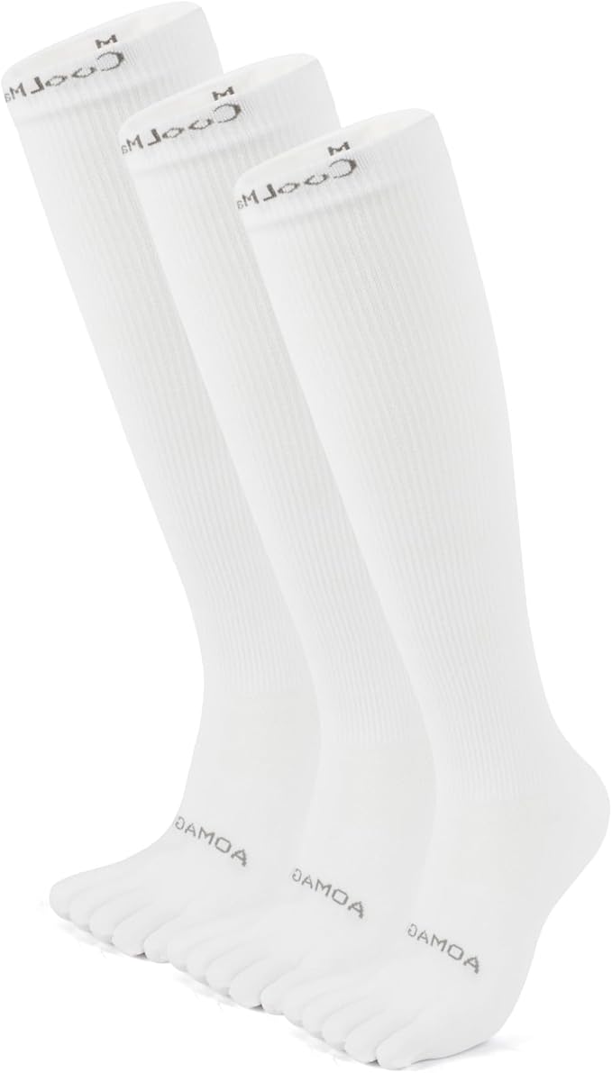Compression Toe Socks Knee High Coolmax Hiking Socks Graduated Support for Running,Travel,Flight