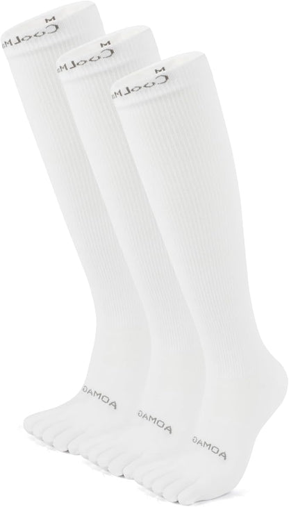 Compression Toe Socks Knee High Coolmax Hiking Socks Graduated Support for Running,Travel,Flight