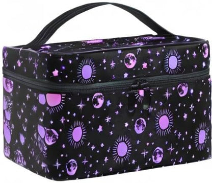 Makeup Bags, Moon Sun Stars Makeup Organizer Bags Toiletry Bag Box Travel Cosmetic Bag Make Up Train Case for Women Teen Girl Ladies