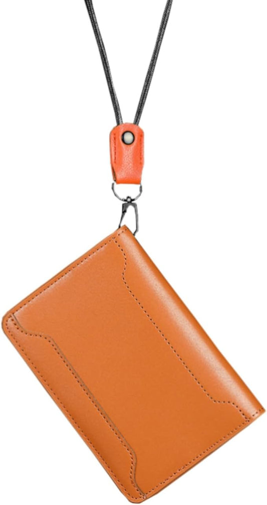 BG-8 Genuine Leather Passport Wallet with Adjustable Lanyard for Travel - Folding Travel Wallet and Document Holder for Men & Women, Secure ID and Card Organizer. (Brown)