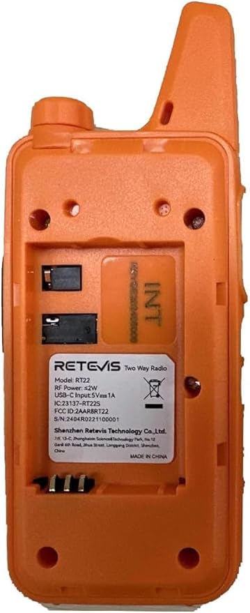 Retevis RT22 Walkie Talkies, Portable Two Way Radio Long Range Rechargeable, Mini Walkie Talkies with Earpiece, VOX Handsfree, Type-C Charging for Family Outdoor Camping Driving(2 Pack, Orange)