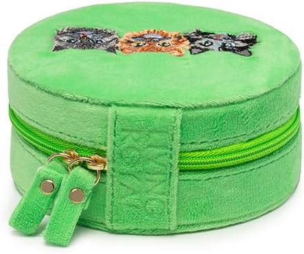 Living Royal Jewelry Travel Case – Portable Box with Mirror and Zipper for Rings, Necklaces, Earrings, Bracelets (Kitty)