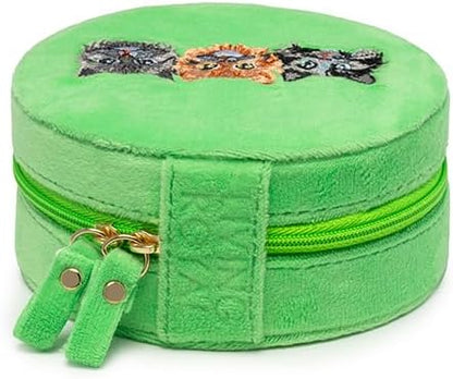 Living Royal Jewelry Travel Case – Portable Box with Mirror and Zipper for Rings, Necklaces, Earrings, Bracelets (Kitty)