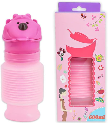 Pee Bottles for Kids Boys Men Women, Adjustable Emergency Urinal 600ml, Portable Leakproof Pocket Toilet for Car, Travel Urinals, Collapsible Urinals Mini Mobile Toilet Potty,1 PCS(Pink)