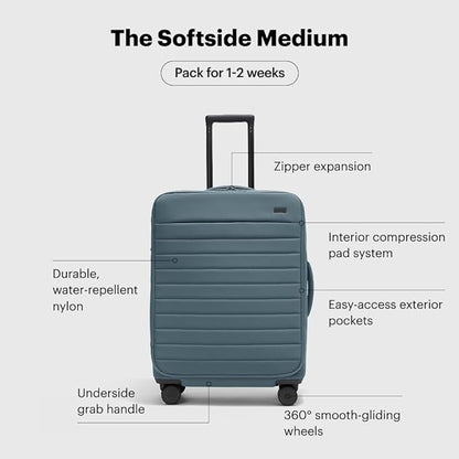 Away Softside Medium Checked Suitcase, 26 Inch Lightweight, Expandable Luggage For Men & Women, Durable Nylon Exterior, TSA Approved Lock, Ideal For Trips 1-2 Weeks, Coast Blue