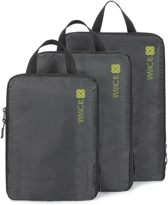 3-Piece Compression Packing Cubes Set – Lightweight Waterproof Luggage Organizers with Handles and Zippers, Space-Saving Travel Packing Organizers for Suitcases, Men & Women