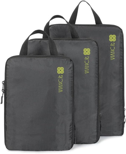 3-Piece Compression Packing Cubes Set – Lightweight Waterproof Luggage Organizers with Handles and Zippers, Space-Saving Travel Packing Organizers for Suitcases, Men & Women