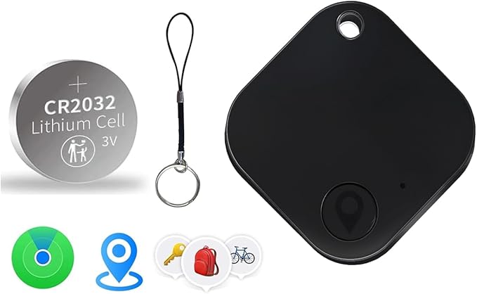 Bluetooth Tracker Tag 1 Pack, Work with Apple Find My (iOS Only, Not for Android), Item Finder for Keys, Backpack, Suitcase, Wallet, Luggage, Black