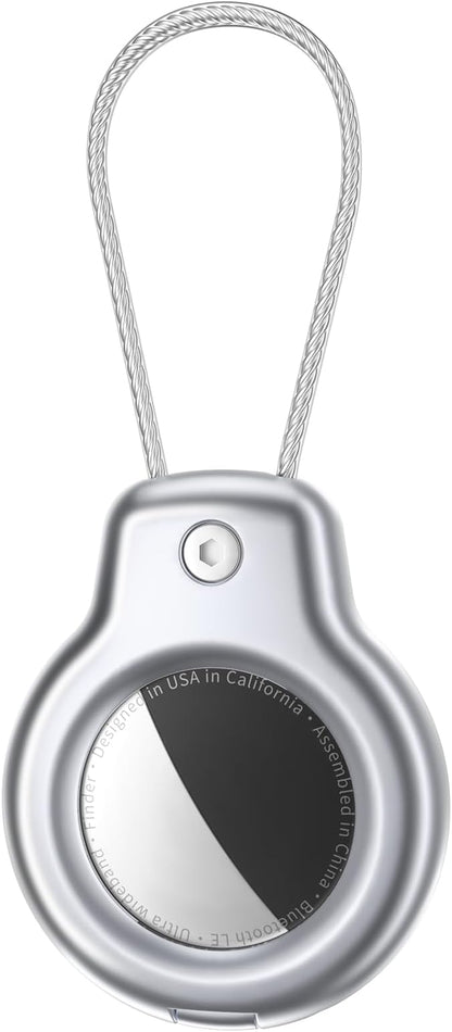 SPGUARD for AirTag Holder Metal Case with Keychain Full Protective Air Tag Cover for Apple Air TagHolder with Wire Cable Luggage Lock Keyring Key Chain Accessories for GPS Item Tracker for Kids