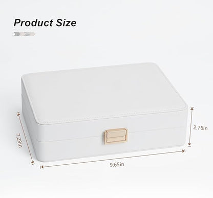 Jewelry Box Secure Travel Jewelry Case Anti-Tarnish Single Layer Organizer for Rings, Earrings, Pendants, Necklaces Compact for Home & Storage White