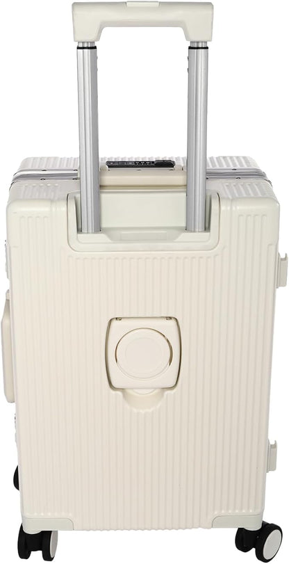 20" Carry On Luggage, Boarding Suitcase Hard Shell Suitcases with Spinner Wheels, Cup Holder, Front Compartment, USB Port, TSA Lock for Travel Front Opening