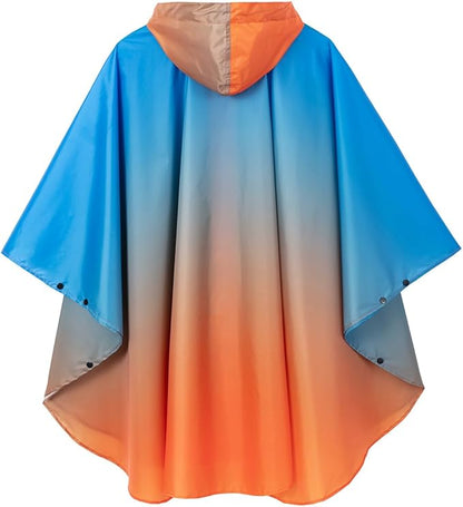 Fashion Hooded Rain Poncho Waterproof Raincoat Jacket with pocket for Women/Men/Adult