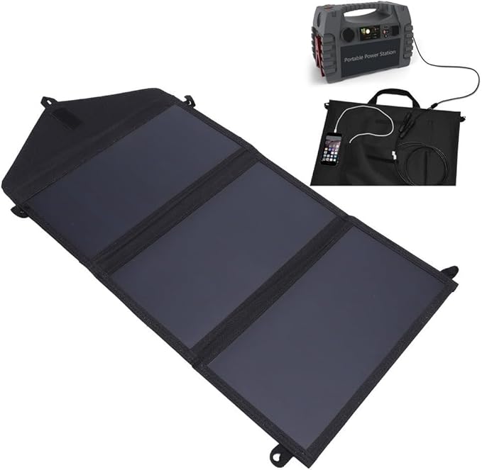 30W Foldable Solar Panel Charger, Dual USB, IP65 Waterproof Portable Solar Charger for Phone Tablet Camera Power Bank, Camping Hiking Outdoor