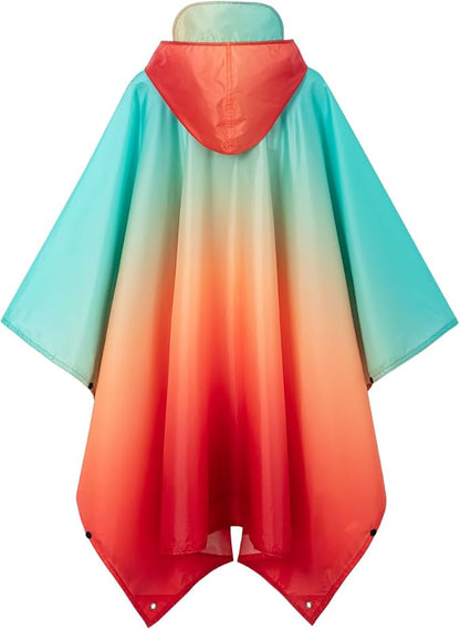 Hooded Rain Poncho for Adult, Waterproof Lightweight Raincoat for Hiking Camping
