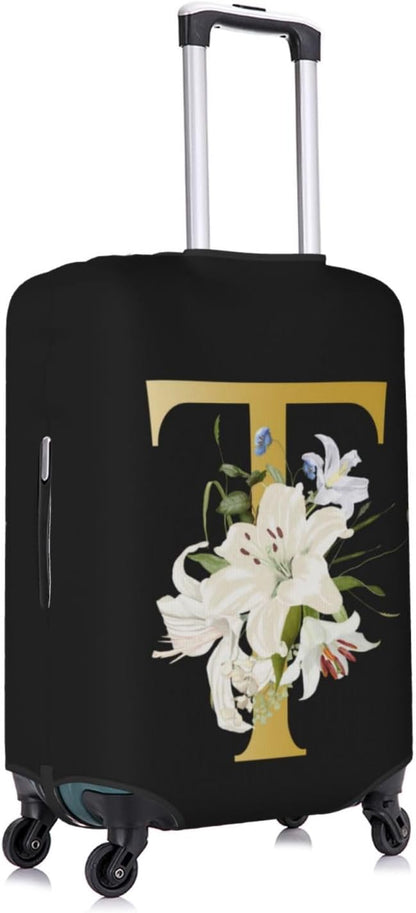 Decorative T Suitcase Protectors Elastic Washable Luggage Covers With Concealed Zippers For 18-32 Inch Luggage (Size S: Fits 18-21 Inch)