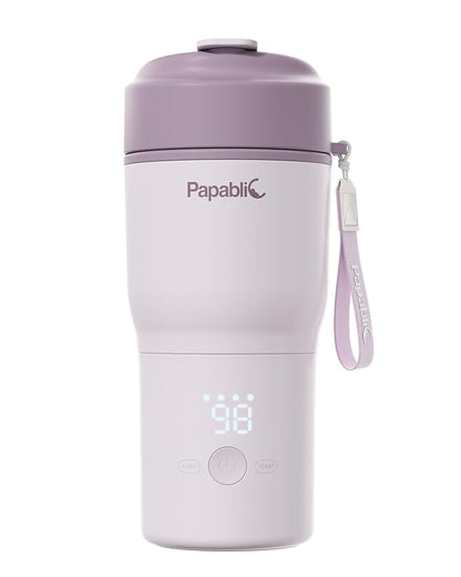 Papablic Portable Bottle Warmer – Fast Heating Baby Bottle Warmer on The Go with Sterilization, Wide Mouth & Smart Temperature Control, Car & Outdoor Feeding, Spodumene Purple