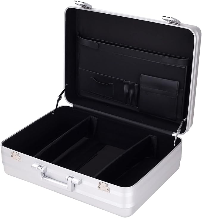 Briefcase, Aluminum Case with TSA Lock and Foam for 18 Inch Laptop, Camera, Cash (21.7X15.7X7.9 Inch, Silver)
