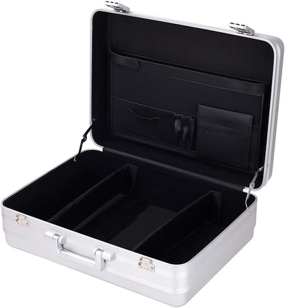 Briefcase, Aluminum Case with TSA Lock and Foam for 18 Inch Laptop, Camera, Cash (21.7X15.7X7.9 Inch, Silver)