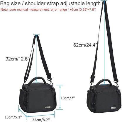 CADeN Compact Camera Shoulder Crossbody Bag Case Compatible for Nikon, Canon, Sony SLR/DSLR Mirrorless Cameras and Lenses Waterproof(1.0 S, Black)