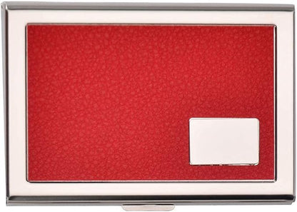 EASTNIGHTS RFID Credit Card Holder Metal Wallet Stainless Steel and Pu Leather Credit Card Protector Case (red)
