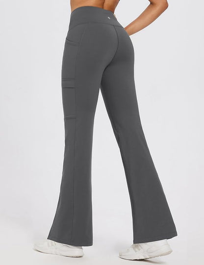 baleaf Women's Fleece Lined Pants Winter Thermal Water Resistant Crossover Flare Leggings Warm Bootcut Hiking Outdoor