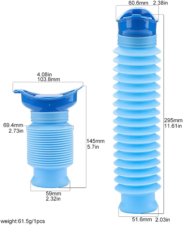Portable Urinals for Men/Kids,Collapsible Travel Pee Bottles Female,750ML Adjustable Toilets for Toddler Boys,Women,Disabled Person Disabled Traffic Jam and Camping,Blue Set of 2