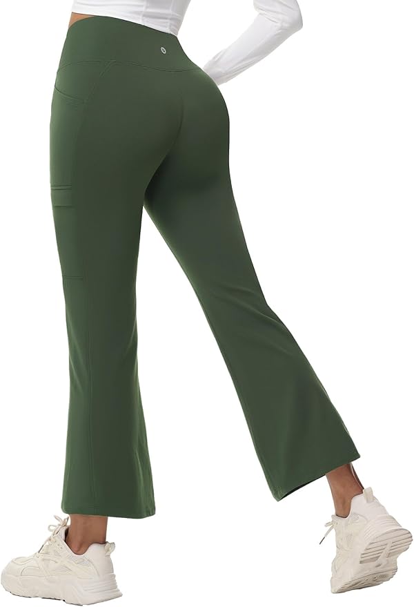 baleaf Women's Fleece Lined Pants Winter Thermal Water Resistant Crossover Flare Leggings Warm Bootcut Hiking Outdoor