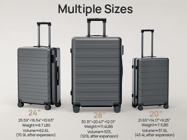 NINETYGO Luggage Sets 2 Piece, Carry On Luggage Airline Approved, Large Checked Luggage with Smooth Spinner Wheels, Expandable, Hard Shell PC Suitcase Sets, TSA Approved, 20in/28in (Black, Rhine Max)