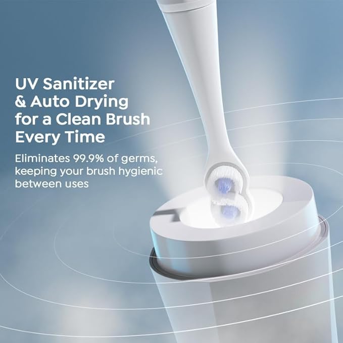 SuperMouth® ULTIM8 SmartBrush™ System - Electric Toothbrush, Patented SuperBristles® Clean 40X Better, UV Sanitizing & Drying SmartHub®, Dual Sonic Modes, Pressure Sensor - Teens & Adults