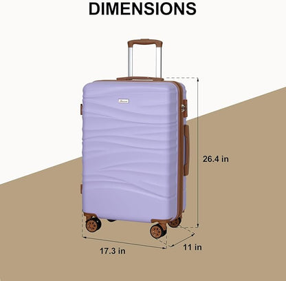 Romswi 26" Medium Checked Luggage, Expandable Checked-Medium Hardshell Suitcase with Double Spinner Wheels for 20% More Space, Hardside Luggage, Scratch-Resistant & YKK Zipper Purple