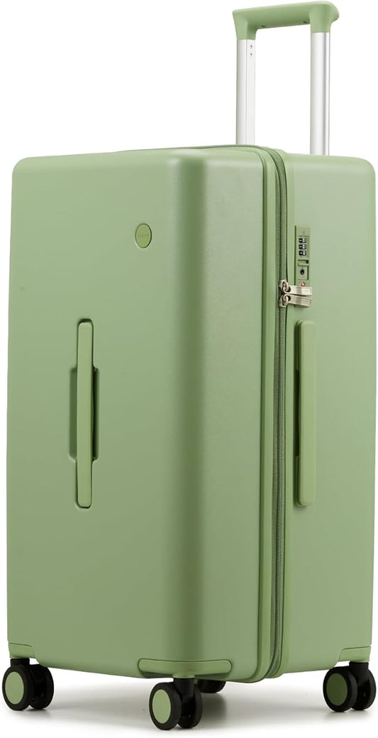 mixi 24'' Plus Trunk Luggage Medium Checked Luggage PC Hard Shell Rolling Travel Suitcases with Spinner Wheels & TSA Lock, Avocado Green