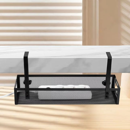 4-in-1 Clamp-On Cable Managment Tray-No Drill Wire Organizer for Desk, Side, Front, or Shelf Mount-Heavy Duty Metal Mesh by Prince Supply Co.