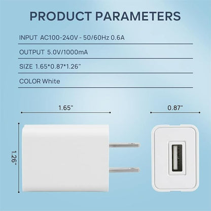 Wall Charger Cube 5V1A USB Power Supply Charging Block Universal Wall Plug Brick Portable Travel Fast Charger Power Adapter for iPhone, Samsung Galaxy, LG (White)