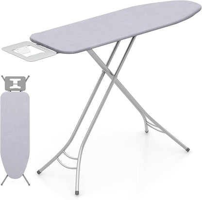 COSTWAY Ironing Board Full Size, Foldable Iron Table w/Rest, Height Adjustable, Removable Cover, Heavy-Duty Metal, Compact and Space Saver Iron Board for Living Room, Laundry (Light Gray)