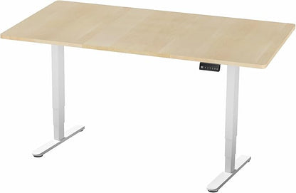 VIVO Electric 71 x 36 in Dual Motor Sit Stand Desk, Memory Height Adjustment, 2B Series, Light Wood Top White Frame, DESK-KIT-2W7C-36
