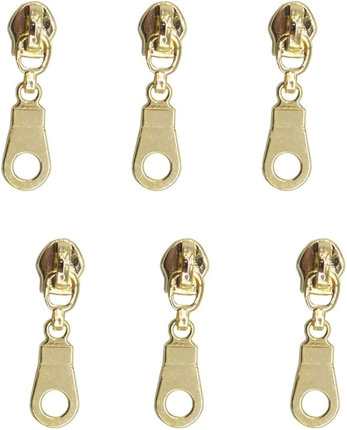 MebuZip 50PCS Gold Pulls for #5 Nylon Coil Zippers Gold Zipper Sliders for Luggages Purses Bags