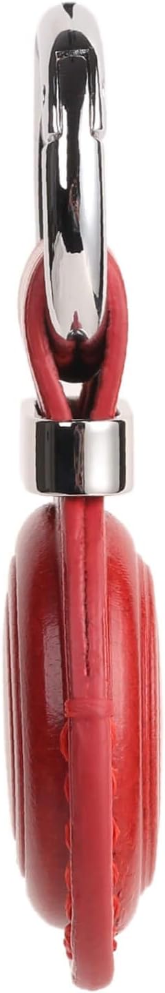 Genuine Leather Keychain Holder Compatible with AirTag - Secure Case Cover Key Ring Chain Fob Accessories Intended for Air Tag - Dark Red (2 Pack)
