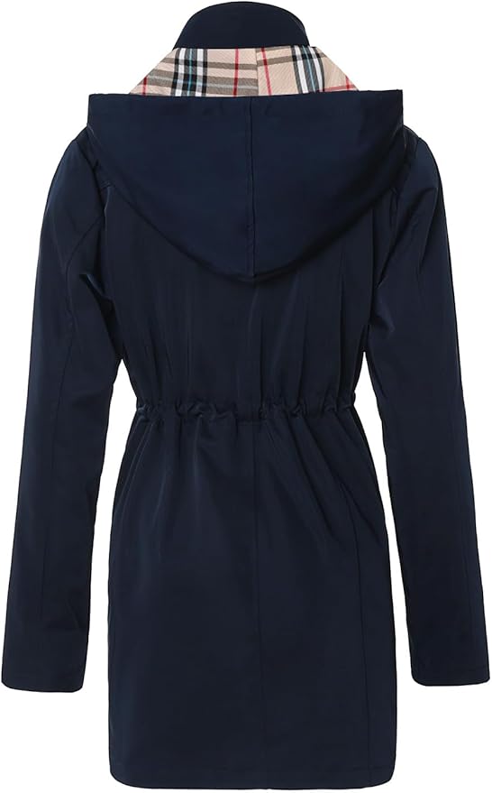 SaphiRose Women's Long Hooded Rain Jacket Outdoor Raincoat Windbreaker