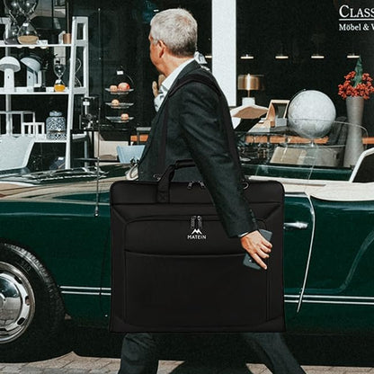 MATEIN Garment Bag for Travel, Large Carry on Garment Bags with Strap for Business, Waterproof Hanging Suit Luggage Bag for Men Women, Wrinkle Free Suitcase Cover for Shirts Dresses Coats, Black