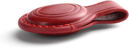 Genuine Leather Keychain Holder Compatible with AirTag - Secure Case Cover Key Ring Chain Fob Accessories Intended for Air Tag - Dark Red
