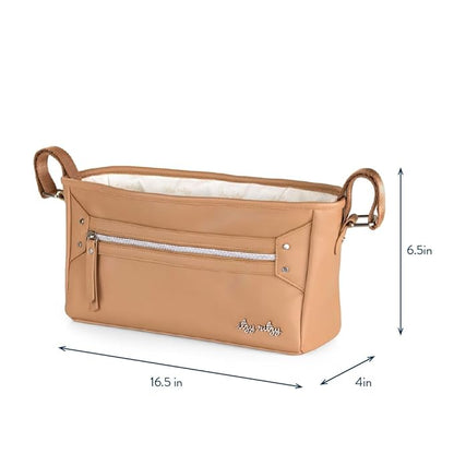 Itzy Ritzy Adjustable Stroller Caddy and Organizer Bag Featuring Front Zippered Pocket, 2 Built-In Interior Pockets & Adjustable Straps to Fit Nearly Any Stroller (Chai)