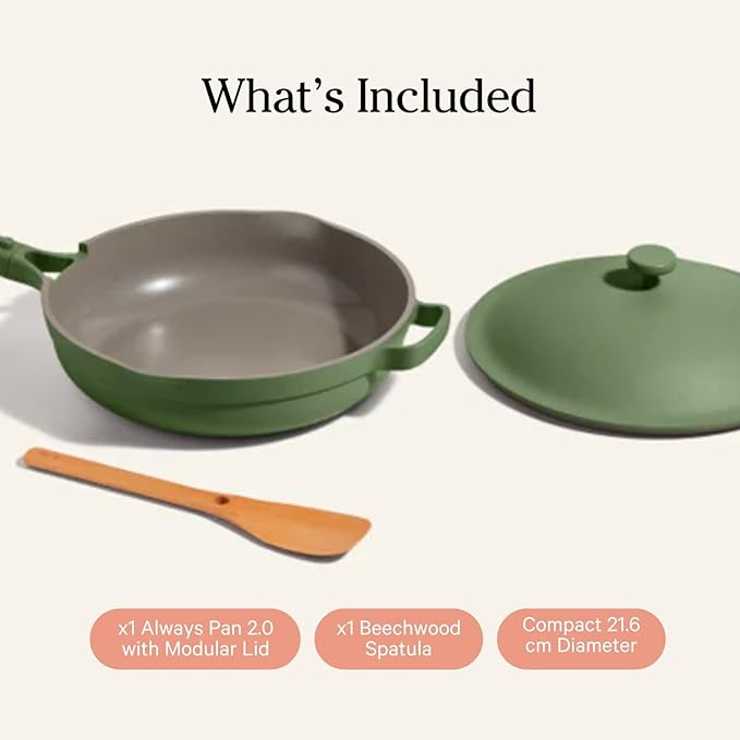 Our Place Mini Always Pan | 8.5" Ceramic Pan with Modular Lid & Beechwood Spatula | Patented 10-in-1 Nonstick, Non-Toxic Cookware Made Without PFAS | Induction & Oven-Safe up to 450°F | Sage
