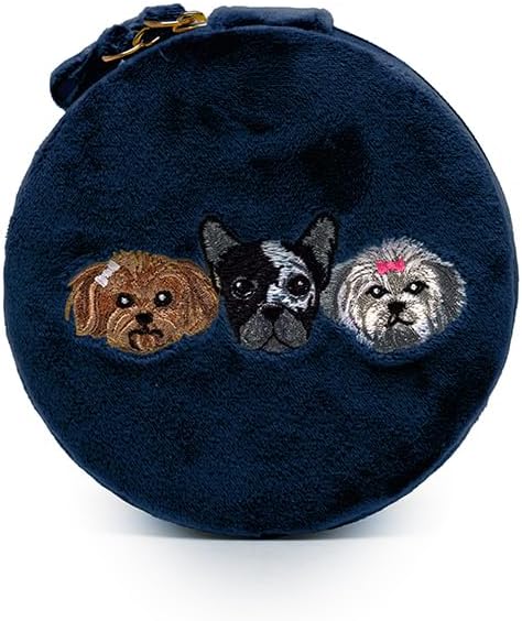 Living Royal Jewelry Travel Case – Portable Box with Mirror and Zipper for Rings, Necklaces, Earrings, Bracelets (Puppy)