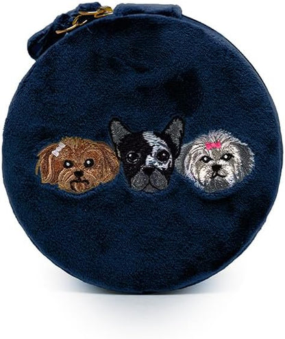 Living Royal Jewelry Travel Case – Portable Box with Mirror and Zipper for Rings, Necklaces, Earrings, Bracelets (Puppy)